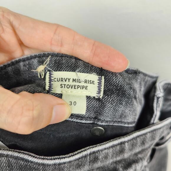 Madewell Curvy Stovepipe Jeans Womens 30 Gray Armand Wash Stretch Raw Hem S - Picture 6 of 9